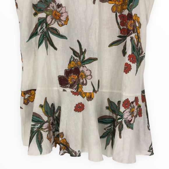 Free People Summer in Tulum Cream Floral Bow Tie Back Printed Top size Medium - Picture 6 of 14